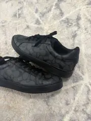 COACH SIGNATURE ALL OVER MONOGRAM LEATHER LOW TOP BLACK SNEAKERS MENS 13 D NIB