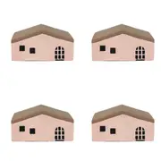 4x Urban Jonah House 12cm Concrete Ornament Home Decor Statue Display Long Pink