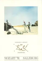 SALVADOR DALI Hommage a Mozart 39.25" x 27.5" Poster 1991 Surrealism