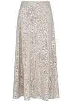 Olivia Rubin Penelope Sequin-embellished Midi Skirt - Silver - 12 (UK12 / M) 12 (UK12 / M)