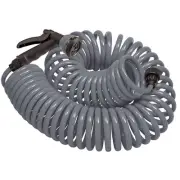 50ft Expandable Gray Hose with 8 Pattern Nozzle Ideal for Outdoor Watering Tasks