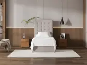My Style Buttoned Headboard & Slimline Base - Single / Haze / Standard Base