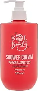 Sol Beauty Shower Cream Watermelon Scent, Renewing and Smoothing Vegan Friendly and Cruelty Free Shower Gel, 500ml