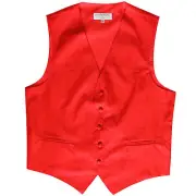 New Polyester Men's Tuxedo Vest Waistcoat only Paisley Pattern Red Prom formal