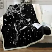Sparkling Christmas Spirit Cute White Tailed Deer Throw Blanket
