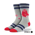 UNIUNO【現貨】正品100%STANCE MLB紅襪隊藍線紅LOGO灰底 男生中筒襪L(9-12)