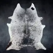 Extra Large Black and White Cowhide Rug Size 6.10 x 8 ft---4963