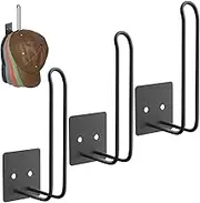 3 Pack Metal Hat Rack, Hat Organizer for Baseball Caps, No Drilling Adhesive/Drilling Hat Holder Storage Organizer for Wall Mount Closet Door, Black