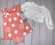 Carter’s Baby Girl Coral Sunsuit & White Cardigan 2-Piece Set Size - Newborn