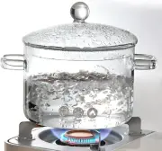 Glass Saucepan with Cover, Transparency Stovetop Pot,Dual Handles Pan with Li...