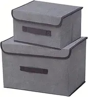 Drawer Organizer Fold Non-woven Fabric Storage Box Gray Home Supplies Clothing Underwear Sock And Kid Toy Storage(M(49 * 14 * 39cm))