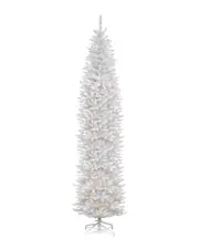 National Tree Company 9ft Kingswood White Fir Pencil Tree with Clear Lights