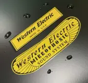 WESTERN ELECTRIC LARGE LOGO AND MIRROPHONIC LOGO WATER SLIDE DECAL STICKER