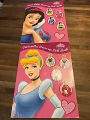 Pair Of Disney Princess Dress Up Paper Doll Book 2008 Snow White Cinderella