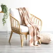 Renee Taylor Newport Checkered Cotton Knitted Tan Throw