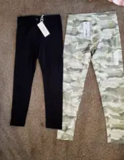 NWT NEW LOT of 2 Girls Forever 21 Cat Jack Leggings White Black Camo sz- 9 10 12