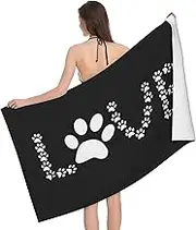 JBYJBX Lover Dog Paw Print Beach Towel Quick Dry Sandproof Microfiber Beach Bath Towel for Travel Pool Camping