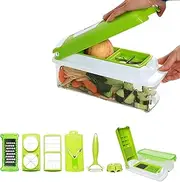 EZONEDEAL Vegetable Chopper 13 in 1 Multifunction Onion Chopper Dicer, Spiralizer for Veggie Cutter, Mandoline Slicer, Food with Container, Food Chopper