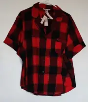 Victoria’s Secret Flannel Short PJ Top XL Red Black