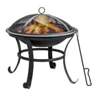 Panovue 22 in Outdoor Small Fire Pit,Durable firepit with Mesh Lid,Log Grate,...
