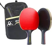 6 Star Ping Pong Paddles, 7-Ply Blade, Premium Rubber, Advanced Training Table Tennis Rackets/Bats Long Handle with Carry Case