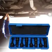 8PCS 1/2" Driver Bit Socket Set H5-H19 hex Sockets Garage Tool &Case