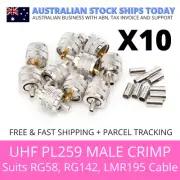 10 X UHF RG58 LL195 5mm Coax Cable Antenna PL259 Male Crimp Connector CB Radio