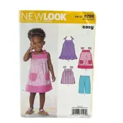 New Look Sewing Pattern 6796 Toddler Size 1/2-4 Girls Dress Pants