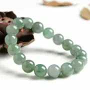 10mm Natural Grade A Oil-Green Jade (jadeite) Round Bead Bracelet Good Luck