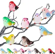 Skylety 16 Pieces Miniature Bird Figurines Dollhouse Simulation Decorative Bird Figures Toy Cute Animal Model for Garden, Miniatures Moss Decoration, Micro Landscape