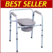 3-in-1 Folding Bedside Commode & Portable Toilet for Seniors - 300 lbs Support