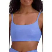 NWT Sage Collective Twisted Bra + Bike Shorts Set Shimmer Blue Size M