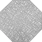6 Pc ~ SILVER, CUT OUT OCTAGONAL PLACEMATS, Heat , Water , Stain Resistant 15"