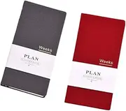 Undated Pocket Weekly Planner Schedule Organizer Agenda Year Month Week Plan A6 Notebooks (A6 undated planner Red+Gray)