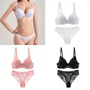 Women Lace Bra Sets Embroidery Floral Lingerie Underwear Wireless Sexy Soft △