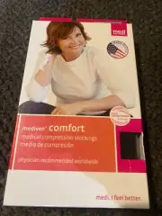 MEDIVEN Comfort Calf Ebony Compression Stockings Open Toe. Size V. Ebony 20-30