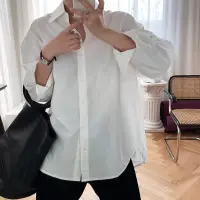 在飛比找蝦皮購物優惠-2021春裝設計感外搭寬鬆淨版襯衣簡約疊穿長袖白襯衫女629
