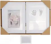 Baby Handprint Footprint Kit, Plastic and Density Board Material, Rustic Style Decorative Photo Frame, Easy to Record Baby's Handprints and Footprints, 31.5x20.7x1.7cm, Newborn Gi