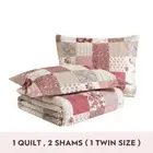 REVMAN Quilt-Sham Set Twin Cotton Soft Textured Geometric Casual in Red (2-Pcs)