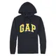 美國百分百【全新真品】GAP 帽T 上衣 外套 長袖 連帽 LOGO 貼布 黃字白邊 深藍 現貨 男 XS S E461