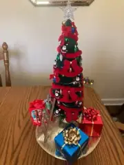 Decorated artificial pencil Christmas tree