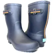 PAUL SMITH Mens Krupa Wellington Mid Calf Rubber Rain Boots Navy Blue 41