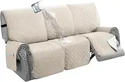 Smarcute 100% Waterproof Recliner Cover 1-Piece Recliner Sofa Cover for 3 Cushion Couch Furniture Protector Cover with Non Slip Backing and Strap for Kids, Dogs, Pets(3 Seater, Coconut Milk)
