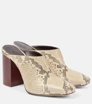 [Chloe] Chloé Ambre snake-effect leather mules AU 9 grey