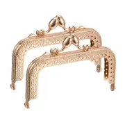 Metal Purse Frames, 3.4" 2Pcs Kiss Lock Clasp Frame for Coin Purses DIY, Gold
