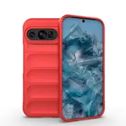 For Google Pixel 9 Pro 5G Case, Wavy Durable TPU Flannel Cover, Red