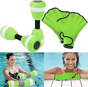 Water Aerobics Set for Aquatic Exercise 1 Pair Neoprene Swimming Glove 2 Pcs Foam Aquatic Dumbbells Water Weights Equipment Pool Resistance Fitness Equipment for Training Workouts