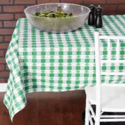 25 YARD Roll Green White Checkered Vinyl Table Cloth Cover Restaurant Commerical