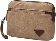 [UxicRuya] Men's Leather Strap Clutch Change Bag Portable Casual Wrist Bag