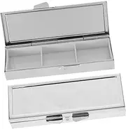 2 Metal Travel Medicine Organizer Compact Pill Box for Daily Use Portable Weekly Pill Case Compartments Silver